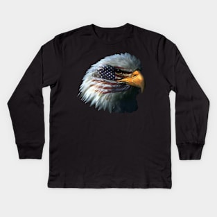 AMERICAN FLAG BALD EAGLE PATRIOTIC Kids Long Sleeve T-Shirt